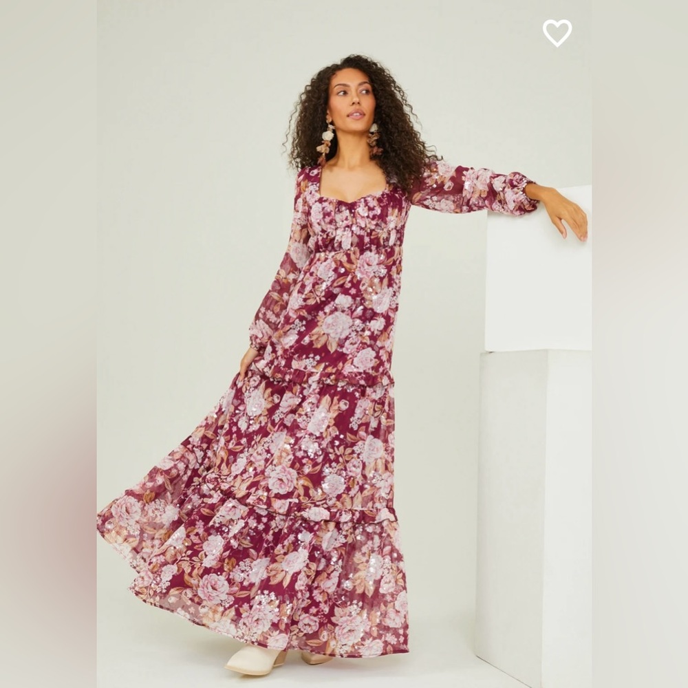 NWT Altar’d State Floral Maxi Dress Burgundy XS